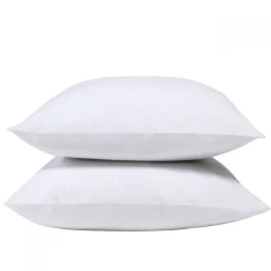 Bleu Calin Lot de 2 Taies d'oreiller unies 65x65cm PERCALE BLANC Online