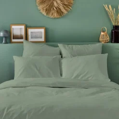 Bleu Calin Lot de 2 Taies d'oreiller unies 50x75cm PERCALE SAUGE Outlet