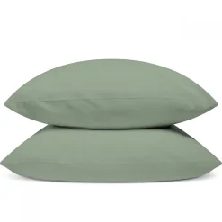 Bleu Calin Lot de 2 Taies d'oreiller unies 50x75cm PERCALE SAUGE Outlet