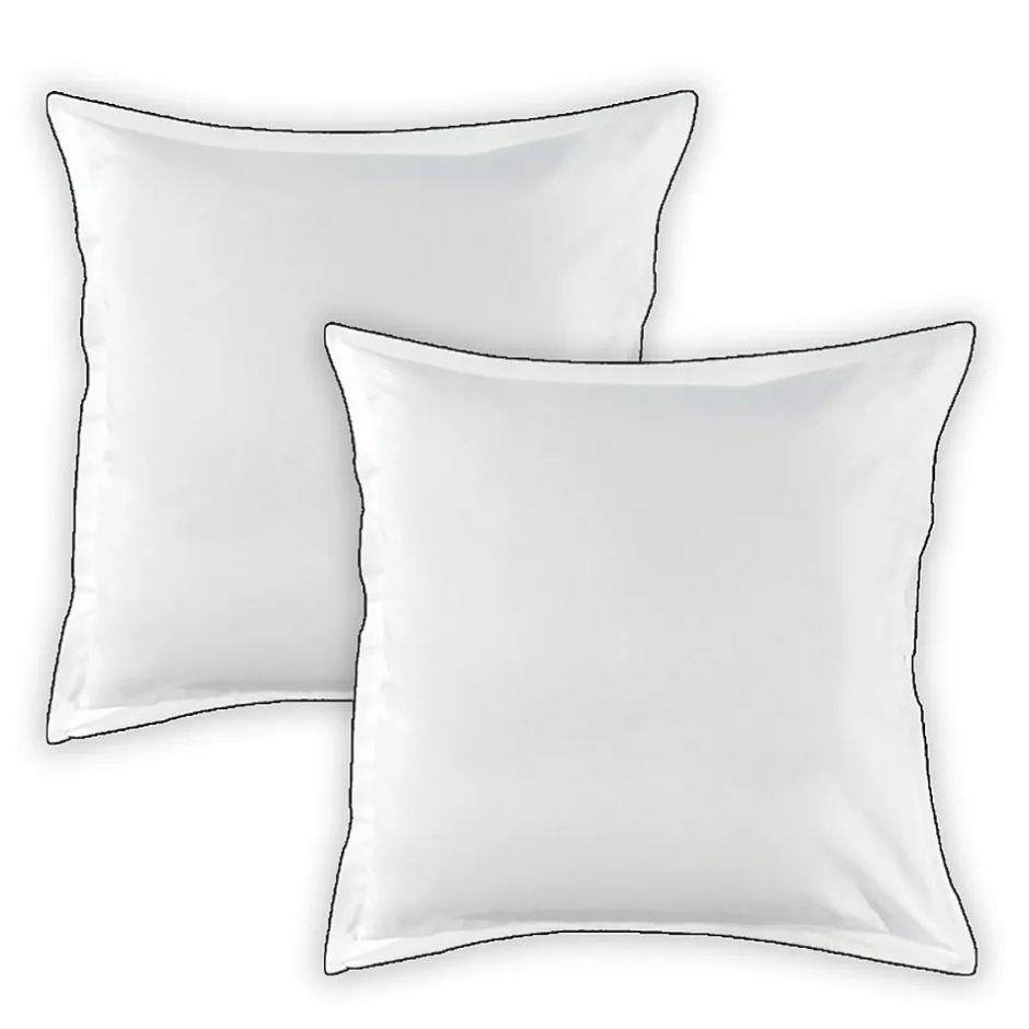 Future Home Lot de 2 taies d'oreiller unies en coton finition bourdon 65x65cm