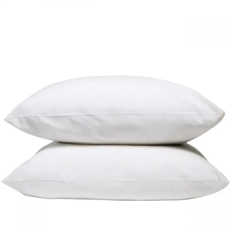 Bleu Calin Lot de 2 Taies d'oreiller unies 50x75cm PERCALE BLANC