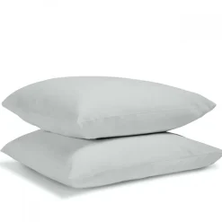 Bleu Calin Lot de 2 Taies d'oreiller unies 50x75cm PERCALE GRIS CLAIR