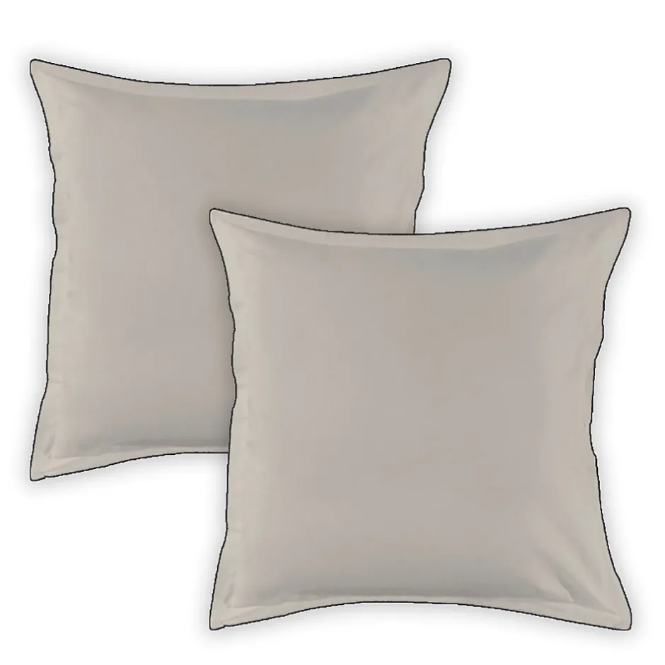 Future Home Lot de 2 taies d'oreiller unies en coton finition bourdon 65x65cm