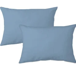 Linnea Lot de 2 taies d'oreiller 50x70 cm polyester microfibre LAGO bleu jean