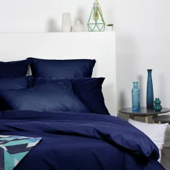 Linnea Lot de 2 taies d'oreiller 50x70 cm polyester microfibre LAGO bleu marine