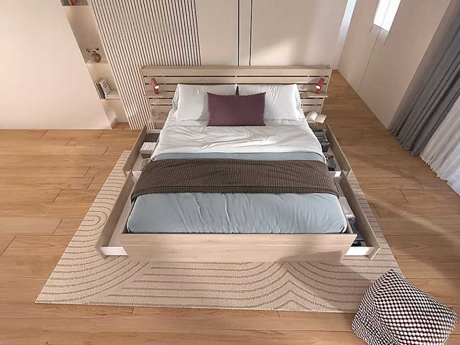 Vente-unique Lot de 2 tiroirs pour lit en 120, 140, 160 et 180 cm - Coloris : Naturel - TENALIA New