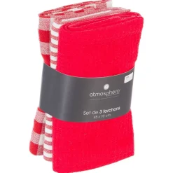 Atmosphera Créateur D'Intérieur Lot de 3 torchons en coton 45x70 - Taupe- Atmosphera Clearance