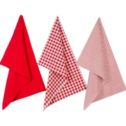 Atmosphera Créateur D'Intérieur Lot de 3 torchons en coton 45x70 - Rouge- Atmosphera