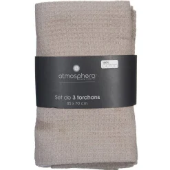 Atmosphera Créateur D'Intérieur Lot de 3 torchons en coton 45x70 - Rouge- Atmosphera