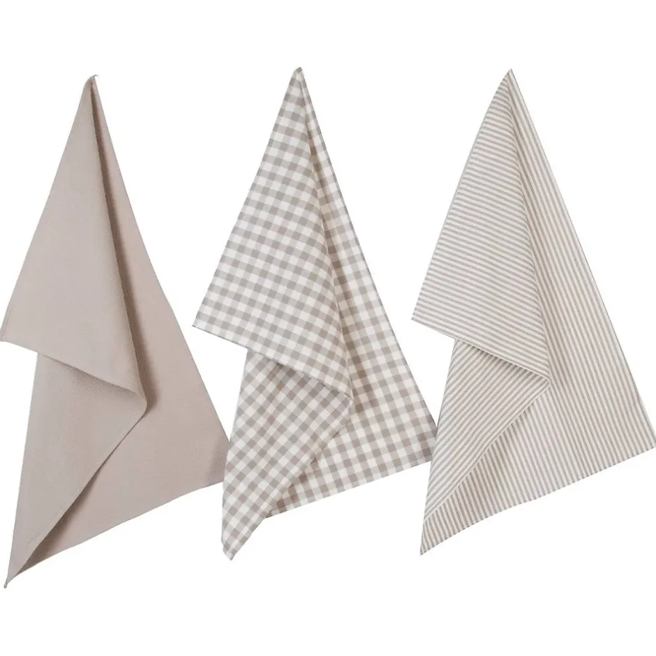 Atmosphera Créateur D'Intérieur Lot de 3 torchons en coton 45x70 - Gris- Atmosphera New