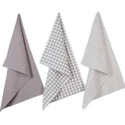 Atmosphera Créateur D'Intérieur Lot de 3 torchons en coton 45x70 - Gris- Atmosphera New