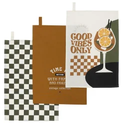Atmosphera Créateur D'Intérieur Lot de 3 torchons Helu jaune ocre - Atmosphera