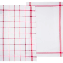 Atmosphera Créateur D'Intérieur Lot de 2 torchons imprimés - coton - rouge et blanc - 45x70 cm - Atmosphera