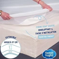 Sweetnight Lot Protège-Matelas 140x190 + 2 Protège-Oreillers 65x65 - Bouclette Éponge Coton Absorbante
