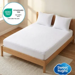 Sweetnight Lot Protège-Matelas 140x190 + 2 Protège-Oreillers 65x65 - Bouclette Éponge Coton Absorbante