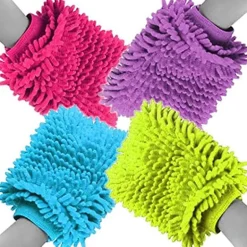 Magneticland Lot spécial de 4 gants Chenille Microfibre multicolores