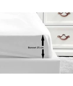 Lovely Home Drap Housse 100% coton 140x190x25 cm blanc Hot