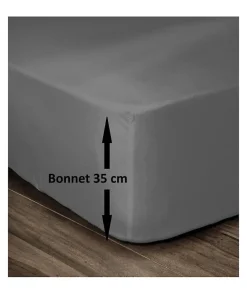 Lovely Home Drap Housse 100% Coton 180x200cm - Bonnet 35cm - Gris foncé Clearance