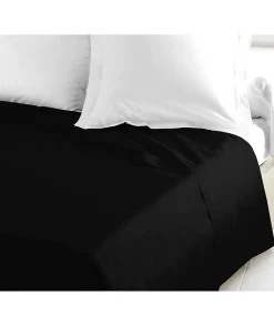 Lovely Home Drap Plat 100% coton 180x290 cm noir New
