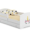 Kobi LUK lit enfant avec tiroir et barreau 160x80 corne de licorne