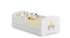 Kobi LUK lit enfant avec tiroir et barreau 140x70 corne de licorne