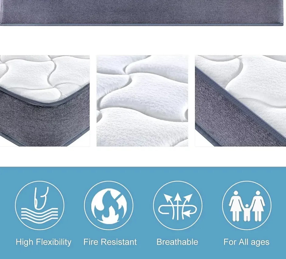 Teeno Matelas à ressorts 140 x 200 cm, 20 cm d'épaisseur, 7 zones ergonomiques Best