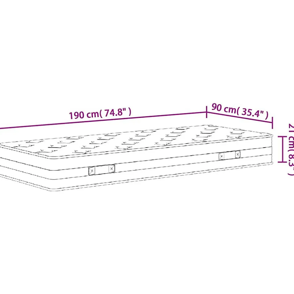 Vidaxl Matelas à ressorts bonnell moyen 90x190 cm