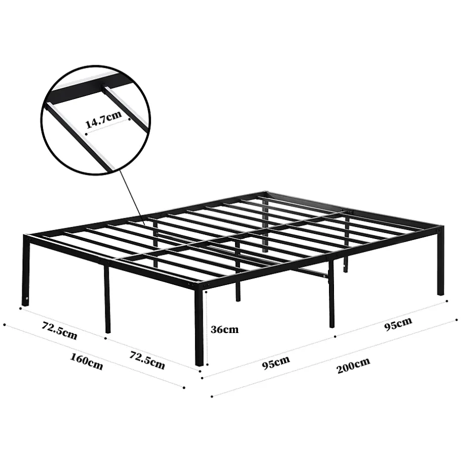 Teeno Matelas à ressorts de 20 cm d'épaisseur + cadre de lit en métal de 160x200 cm Hot