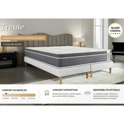 Litier Deluxe Matelas Ressorts ensachés et mémoire de forme - Confort : Equilibré