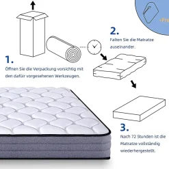 Blackcolors Matelas à ressorts ensachés ergonomique 7 zones,140x200cm,Hauteur 20cm,Dureté H3/Certifié Oeko-Tex Sale