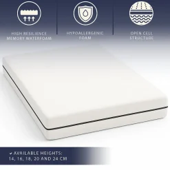 The White Stone Matelas 90 X 200 Hauteur 16 cm Orthopédique Hypoallergénique Fabriqué en Italie