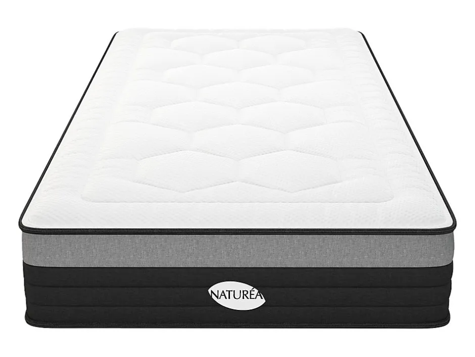 Vente-unique Matelas 90 x 200 cm hybride ressorts ensachés 7 zones et mémoire de forme ép.25cm - AMARANTE de NATUREA