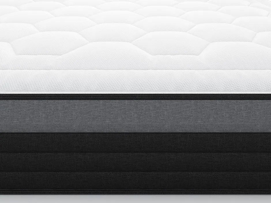 Vente-unique Matelas 90 x 200 cm hybride ressorts ensachés 7 zones et mémoire de forme ép.25cm - AMARANTE de NATUREA