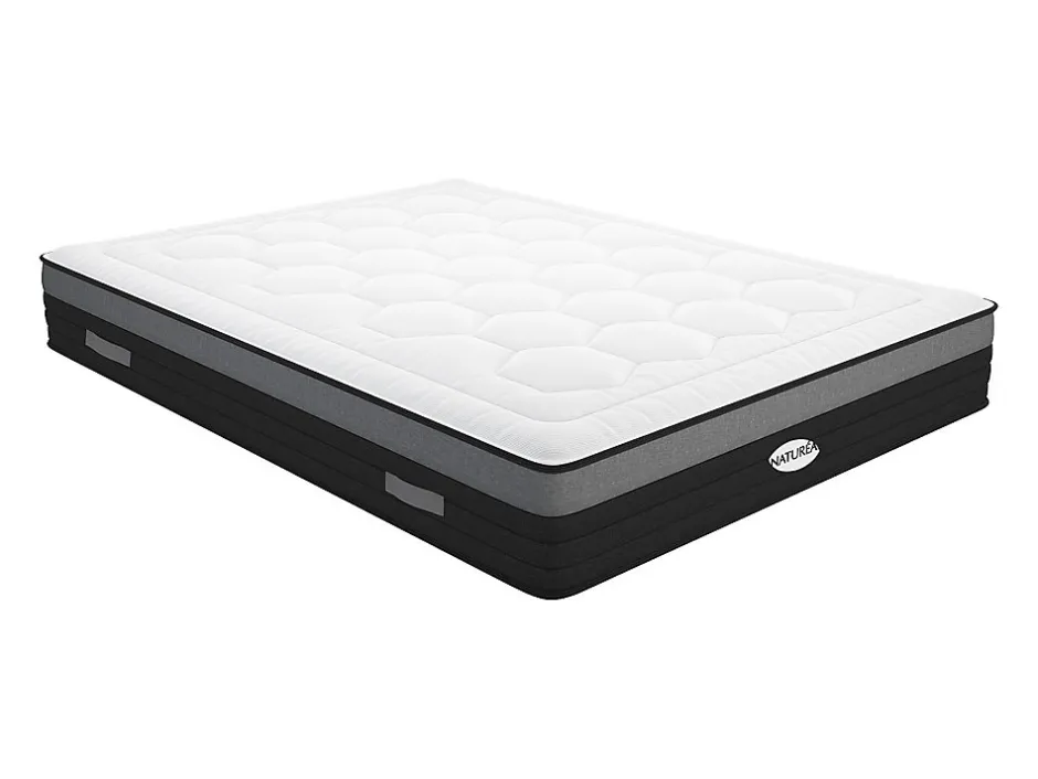Vente-unique Matelas 160 x 200 cm hybride ressorts ensachés 7 zones et mémoire de forme ép.25cm - AMARANTE de NATUREA