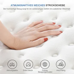 ProximaX Matelas 140 x 190 cm ressorts ensachés et surmatelas intégré ép.25cm Sale