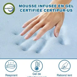 Teeno Matelas adulte de 17 cm, 90 x 200 cm (mousse à mémoire de forme + fibre de charbon de bambou) Online