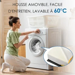 Teeno Matelas adulte double couche en mousse mousse à mémoire de forme fibre de charbon de bambou, 90x190 cm, 17 cm d'épaisseur