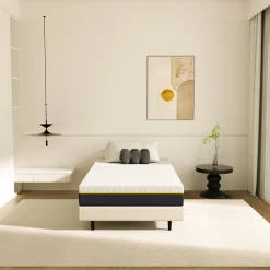 Teeno Matelas adulte double couche en mousse mousse à mémoire de forme fibre de charbon de bambou, 90x190 cm, 17 cm d'épaisseur