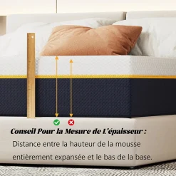Teeno Matelas adulte double en mousse, 140x200 cm, 21 cm d'épaisseur