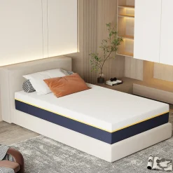 Teeno Matelas Adulte 90x190 cm, Épaisseur 21 cm, Mousse à Mémoire + Fibres de Charbon de Bambou