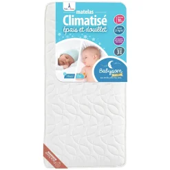 Babysom Matelas Bébé Climatisé - 1 Face Été Fraîche et 1 Face Hiver Ouatinée - Anti-acarien - Oeko-Tex - Fabrication française Online