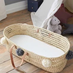 Babysom Matelas de Couffin Bamboo - 72x32x4 cm - Landau - Nacelle - Berceau - Viscose au toucher Ultra Doux - Forme Ovale - Déhoussable