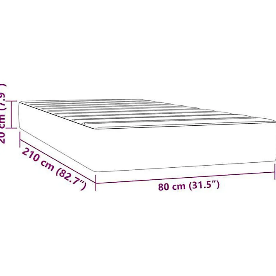 Vidaxl Matelas de lit à ressorts ensachés fermeté moyenne 80x210x20 cm velours