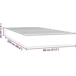 Vidaxl Matelas de lit à ressorts ensachés fermeté moyenne 80x220x20 cm velours New