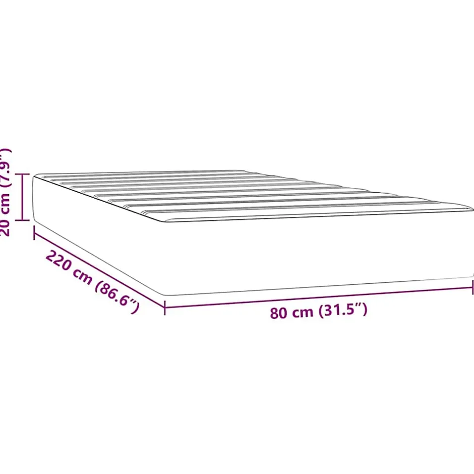 Vidaxl Matelas de lit à ressorts ensachés fermeté moyenne 80x220x20 cm velours New