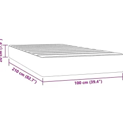 Vidaxl Matelas de lit à ressorts ensachés fermeté moyenne 100x210x20 cm velours