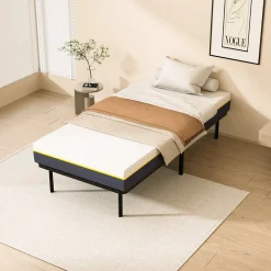 Teeno Matelas double en mousse de 17 cm + sommier à lattes 90x190 cm 16 rangées de lattes