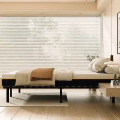 Teeno Matelas double en mousse de 17 cm + sommier à lattes 90x190 cm 16 rangées de lattes
