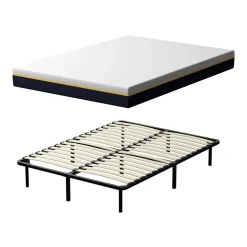 Teeno Matelas double en mousse de 17 cm + sommier à lattes de 16 rangs 140x190 cm Online