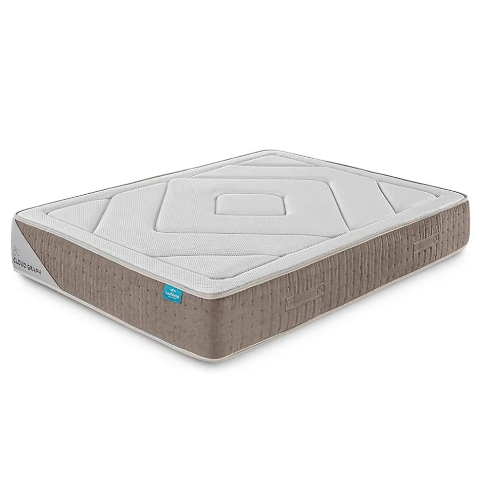Leafsleep Matelas en mousse Cloud Graph 180 x 105 cm, hauteur 28 cm. Tencel et graphène pour régulation thermique et soutien ergonomique.
